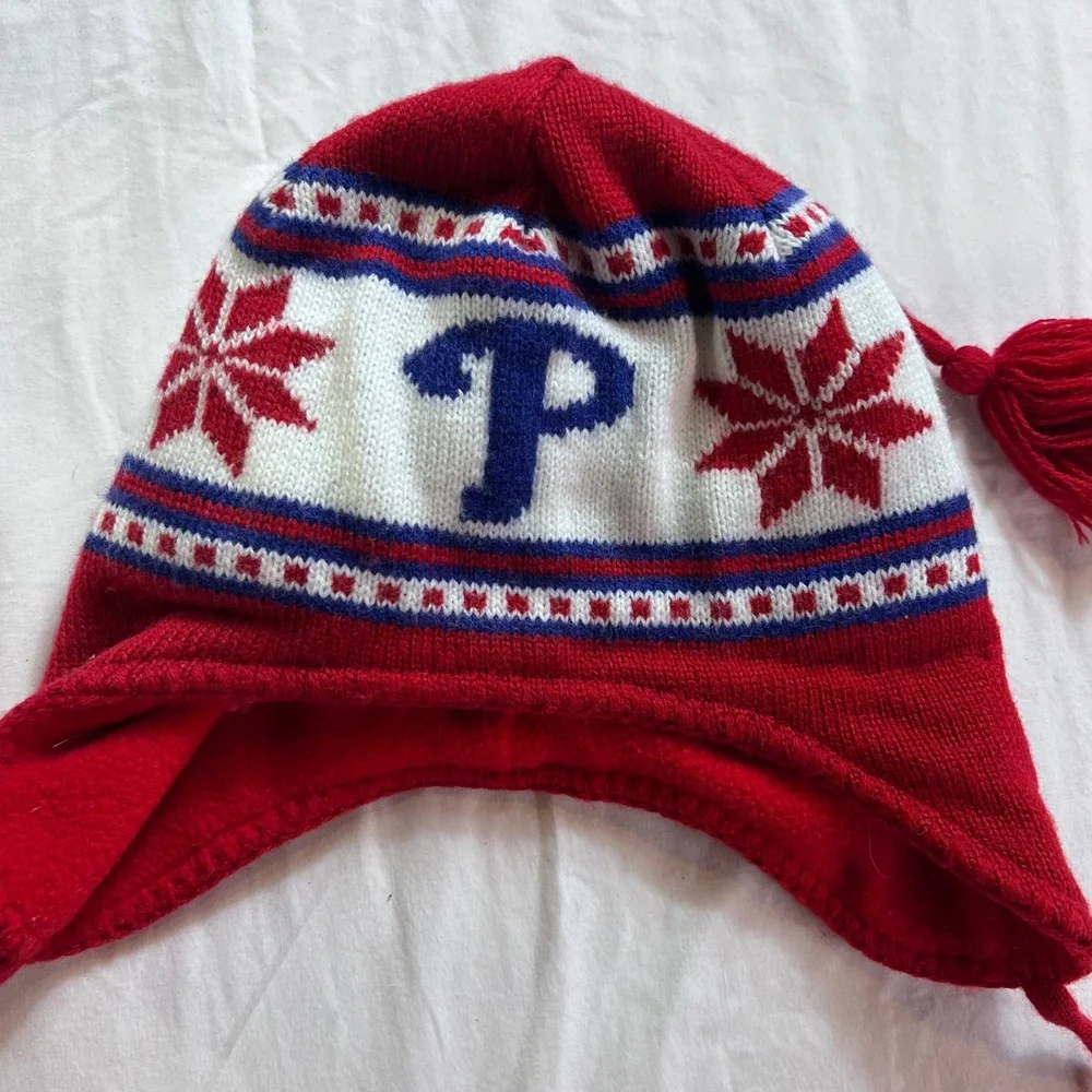 47 Brand Philadelphia Phillies Youth Trapper Hat Red White Blue Snowflake Beanie